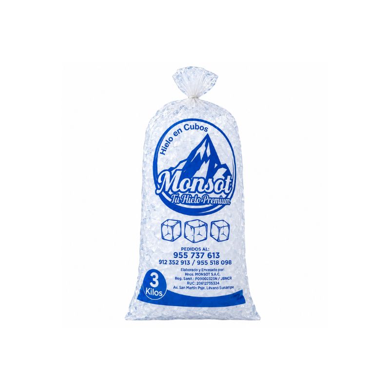 BOLSA DE HIELO EN CUBOS DE 3 KG